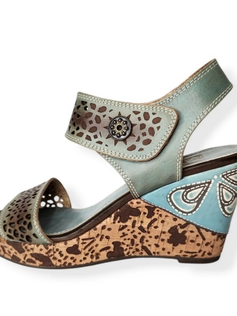 L'Artiste Spring Step Womens Allura Sky Blue Wedge Open Toe Sandals Size 41 10